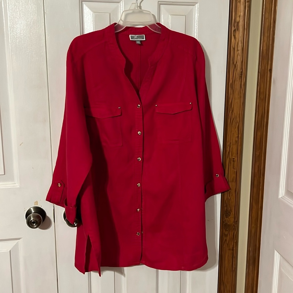 JM Collection Red Linen jacket